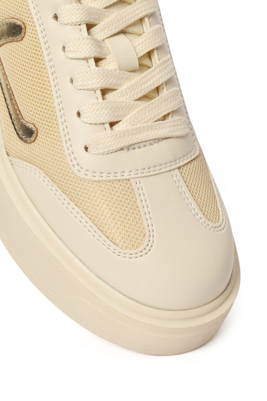 Woman Beige Lace-up Sneakers