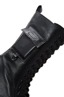 Women's Black Thick Soled Leather Boots | Derimod