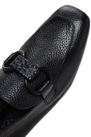 Women's Black Leather Masculine Loafer | Derimod