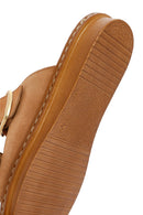 Women's Tan Buckle Suede Leather Comfort Slippers | Derimod