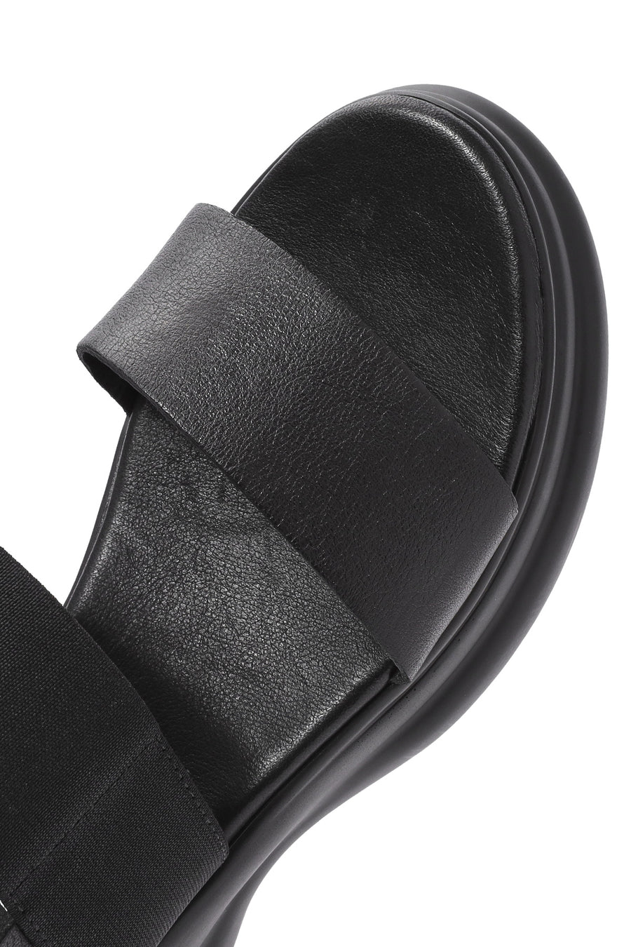 Women's Black Thick-Sole Leather Sandals