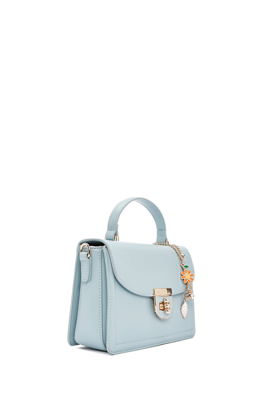 Women's Blue Long Strap Crossbody Bag with Accessory Detail