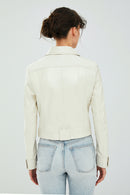 Sirena Women's White Short Leather Jacket | Derimod