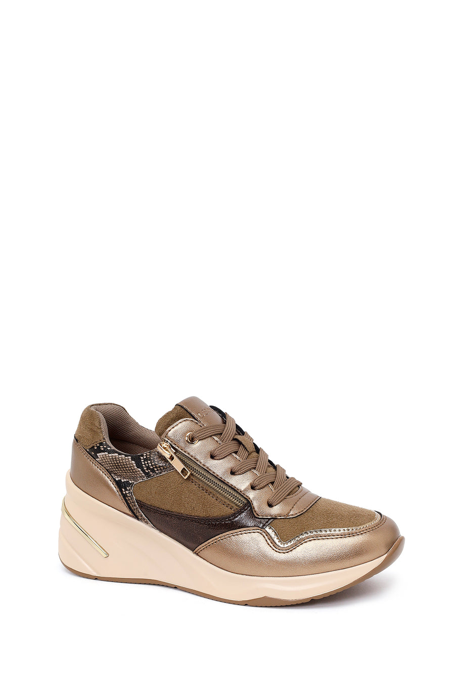Woman Mink Lace-Up Wedge Sneaker