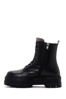 Women's Black Thick Sole Casual Zipper Leather Boots | Derimod