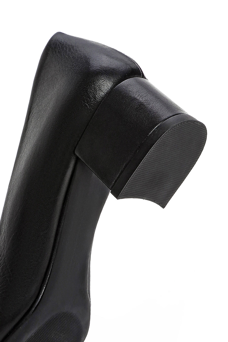 Derimod Flex Women's Black Low Thick Heeled Leather Shoes