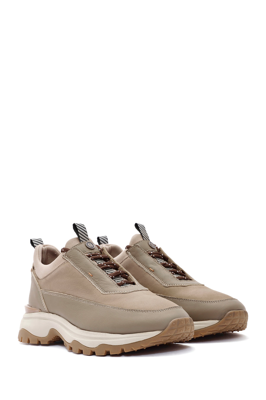 Erkek Vizon Bağcıklı Nubuk Deri Sneaker