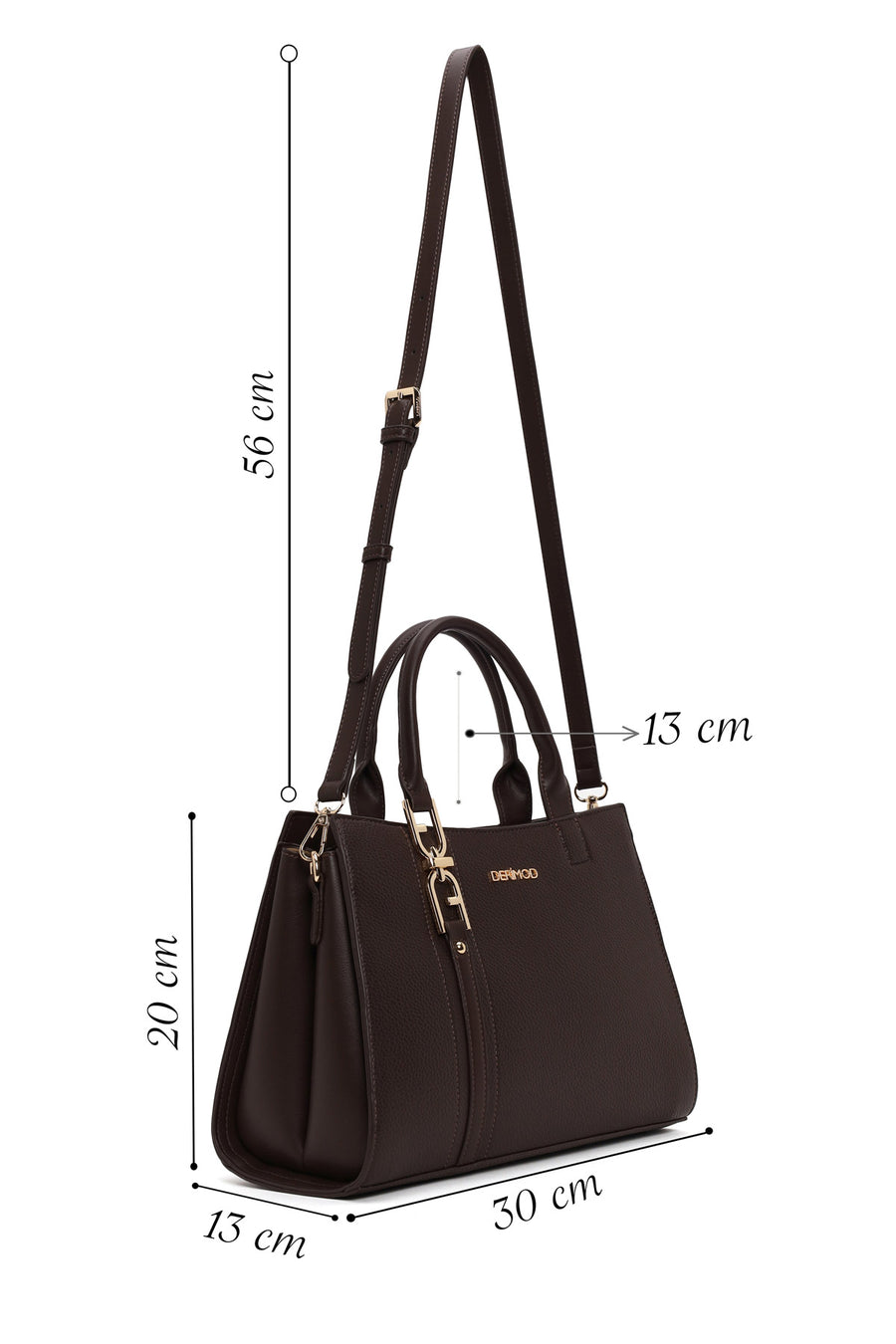 Woman Brown Long-Strap Classic Shoulder Bag