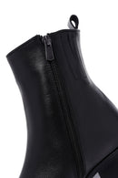 Women's Black Zipper Detailed Low Heel Leather Boots | Derimod