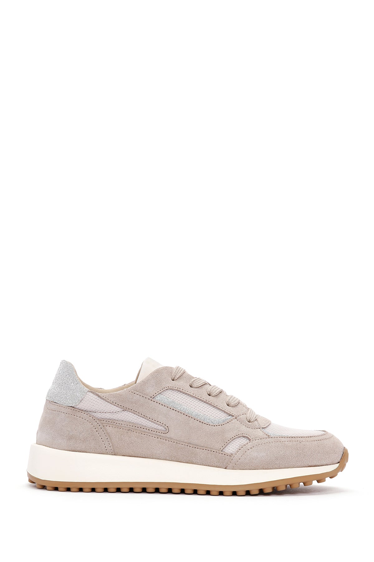 Women's Beige Lace-Up Suede Leather Sneaker 24SFD420414 | Derimod