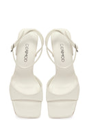 Women's White Ankle Buckle Thin Heel Sandals | Derimod