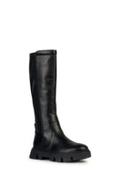 Geox Women's Black Vilde Zippered Leather Boots | Derimod