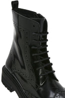 Women's Black Zippered Leather Boots | Derimod