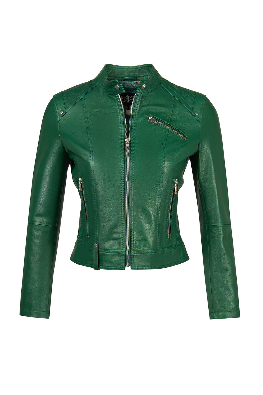 Sonia Woman Green Short Leather Jacket