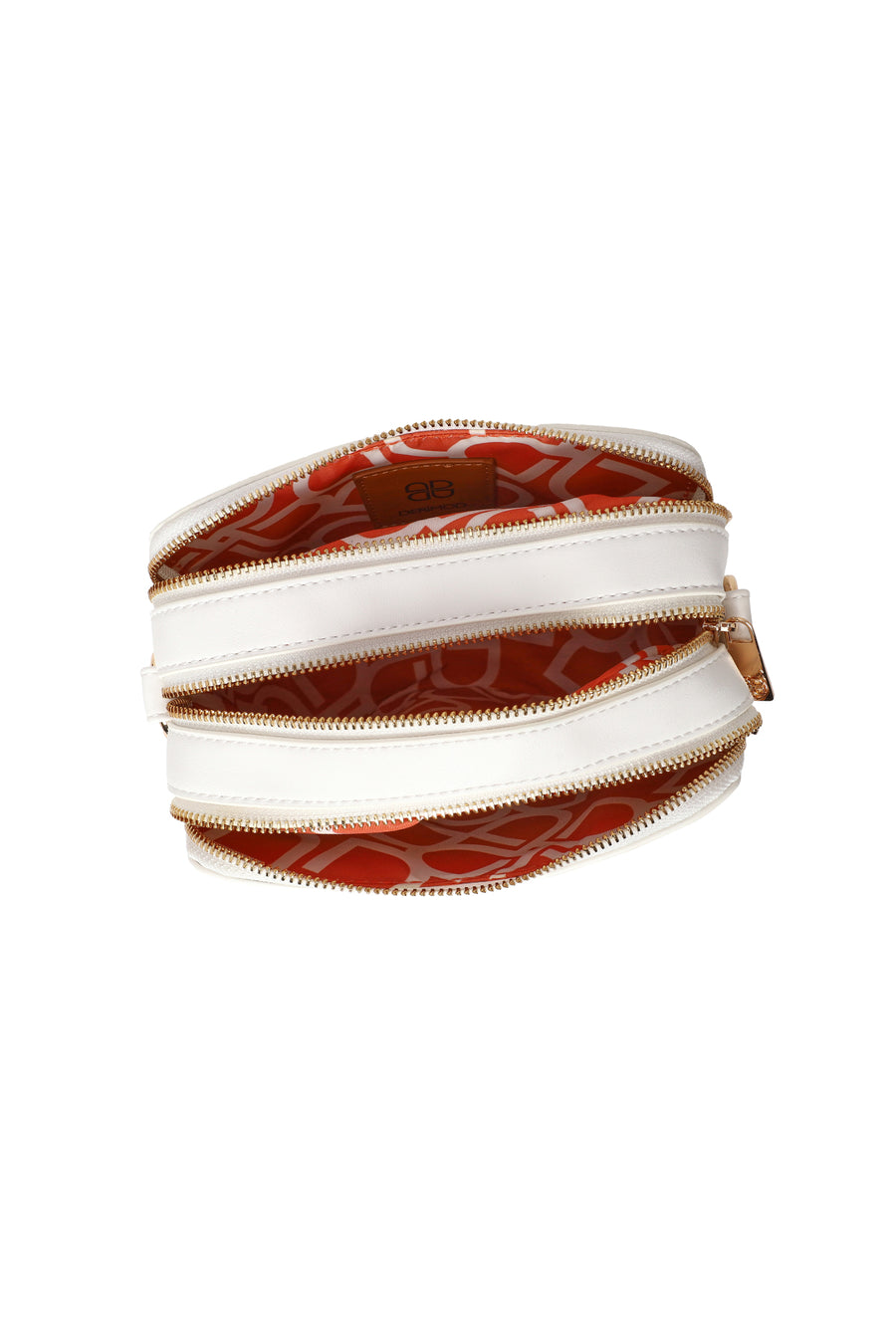 Woman White Double-Strap Printed Crossbody Bag