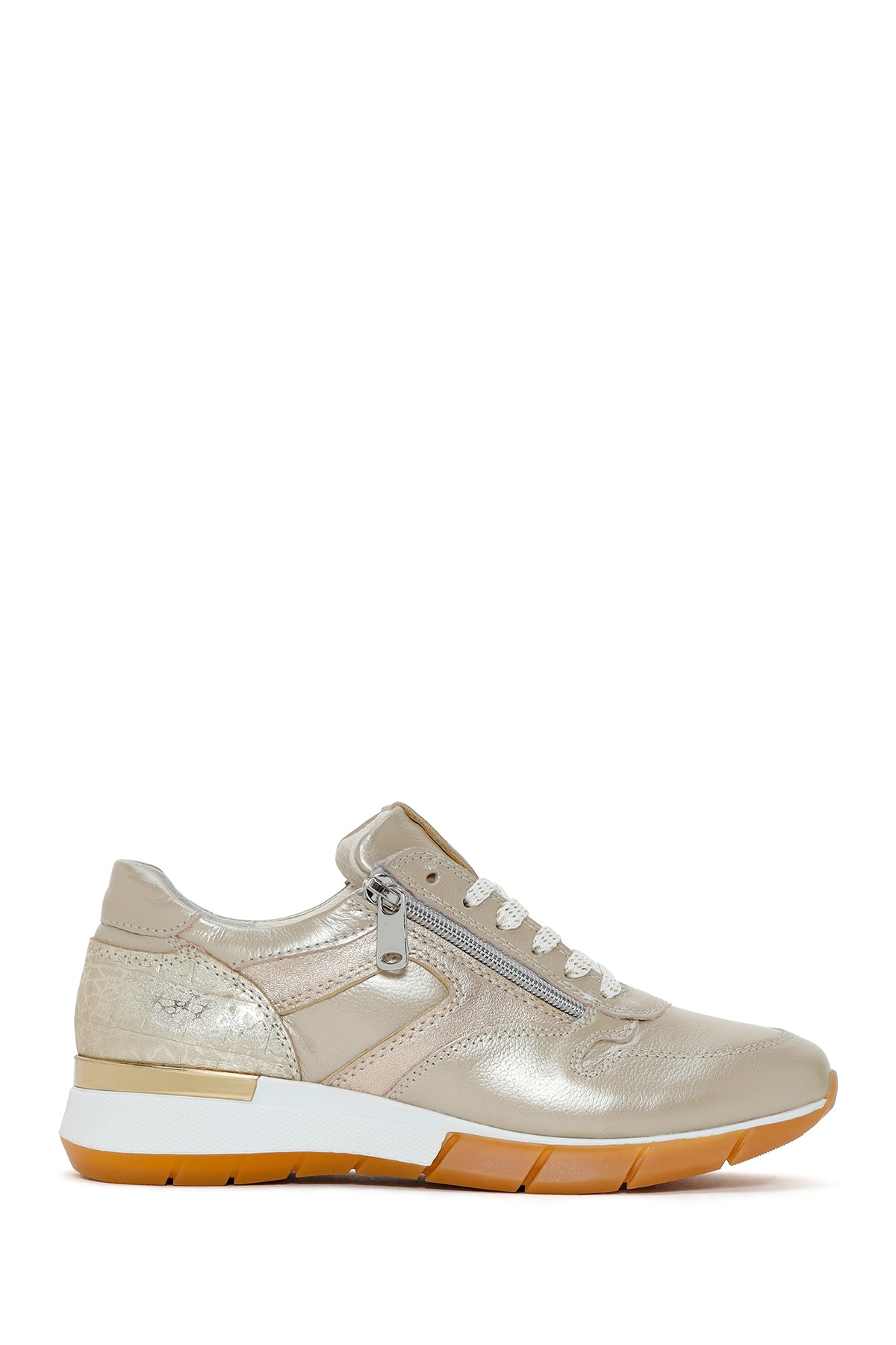 Women's Gold Laced Side Zipper Leather Sneaker 24SFD371014 | Derimod