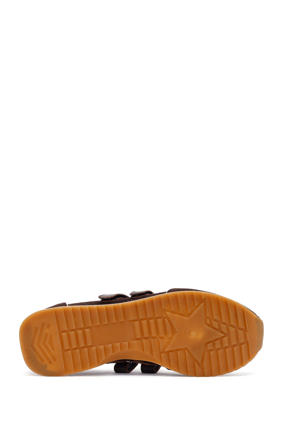 Women's Brown Strapped Suede Leather Ballet Flats