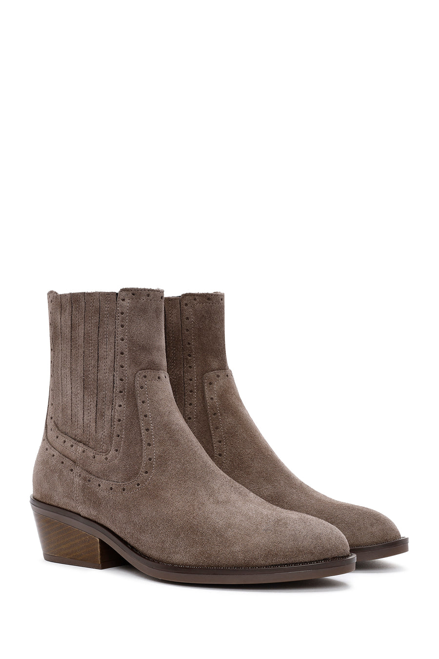 Woman Mink Suede Leather Cowboy Boots