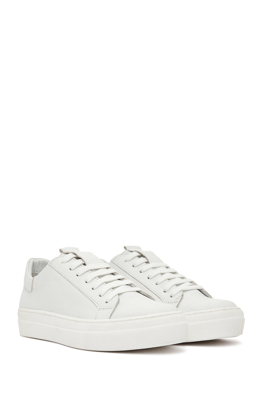 Woman White Lace-Up Leather Sneaker