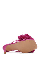 Women's Pink Accessory Detailed Thin Heeled Slippers | Derimod