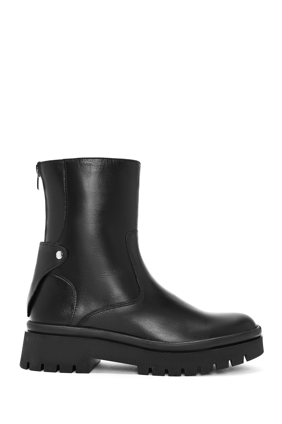 Women's Black Zippered Leather Boots 24WFD164018 | Derimod