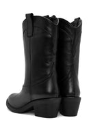 Women's Black Heeled Leather Cowboy Boots | Derimod