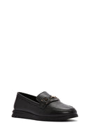 Women's Black Buckle Detailed Leather Comfort Loafer | Derimod