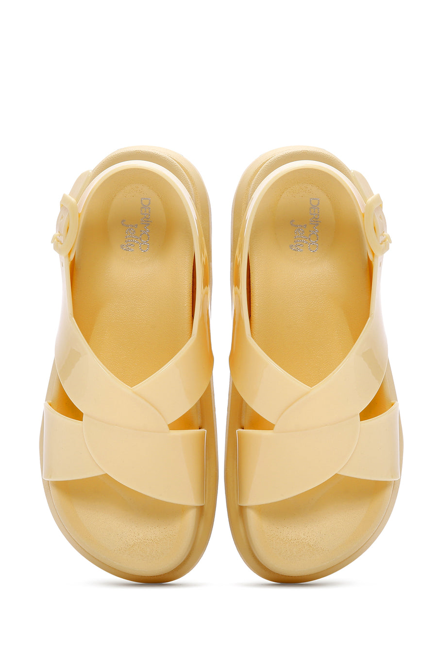Women's Yellow Ankle Strap Thick Soled Jelly Sandals
