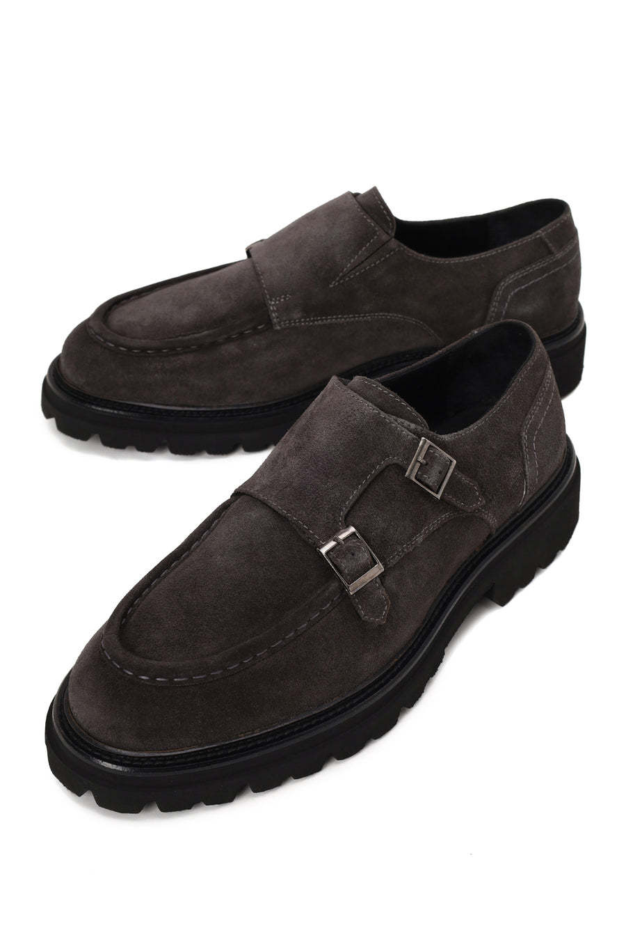 Male Fume Double-Buckle Thick-Soled Suede Casual Shoes