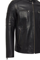 Morant Men's Black Mandarin Collar Leather Jacket | Derimod