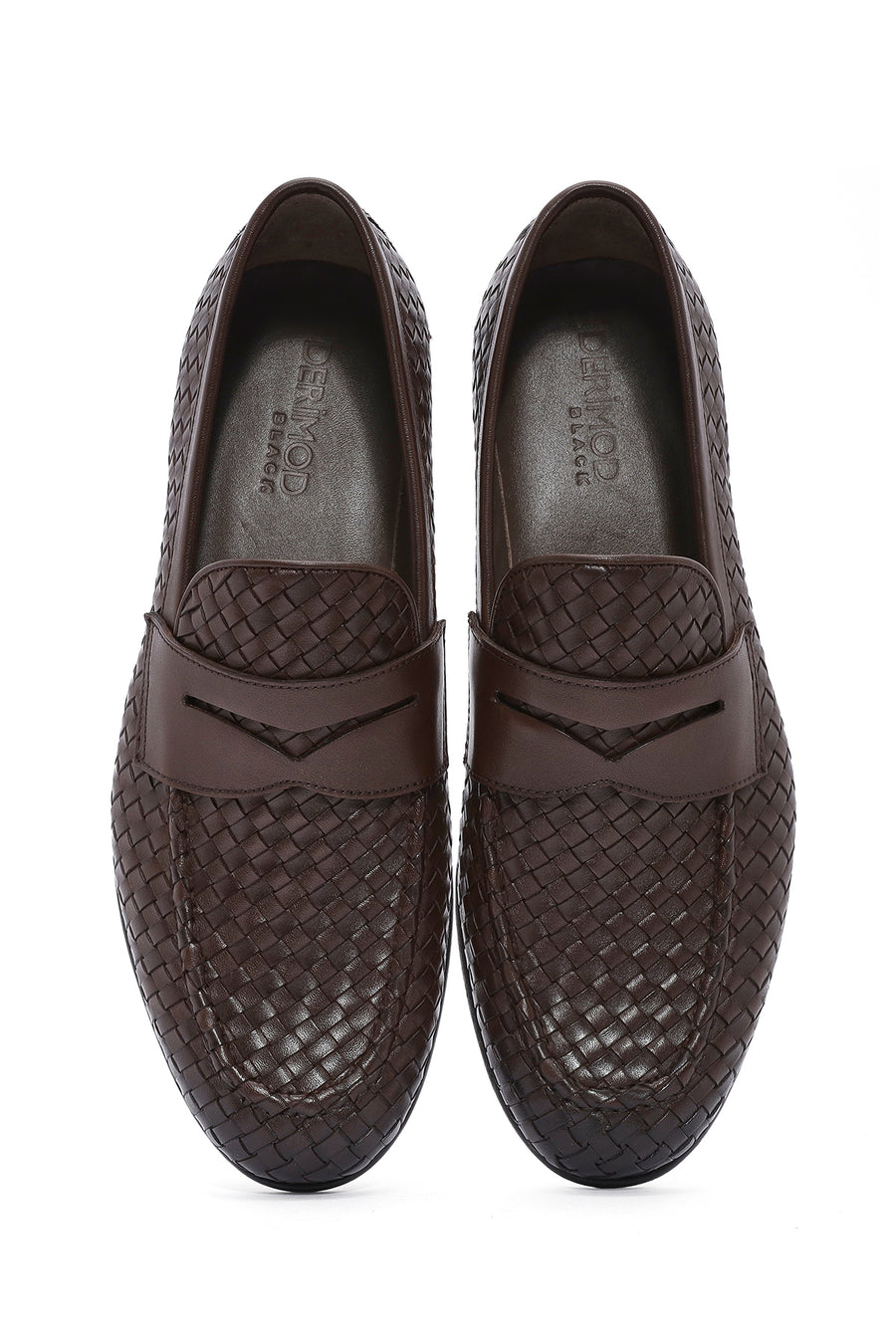 Men's Brown Knit Leather Classic Loafers