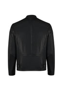 Endrick Male Black Slim-Fit Leather Jacket | Derimod