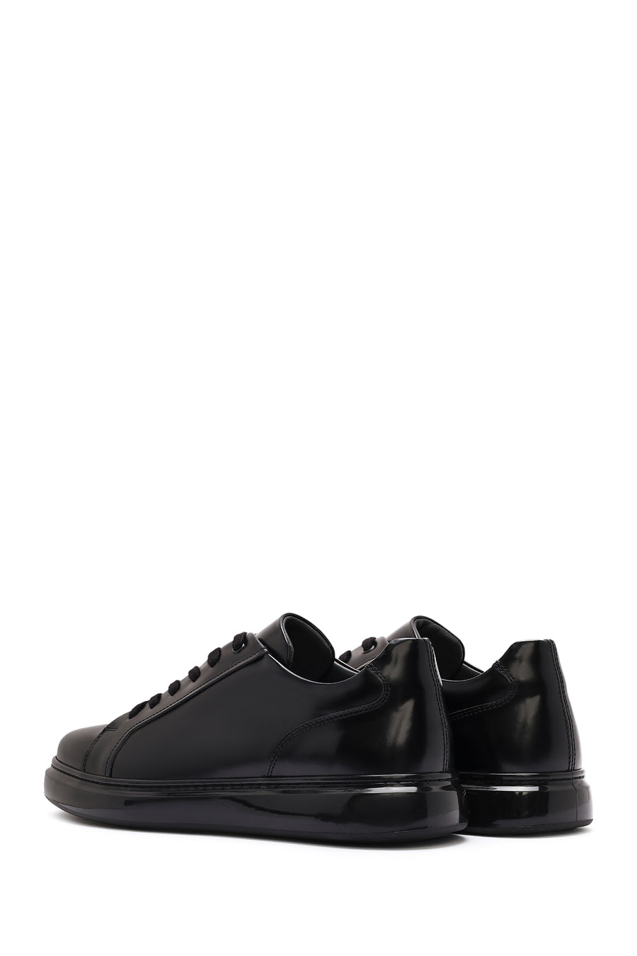 Men's Black Lace-up Leather Sneaker