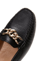 Women's Black Leather Buckle Loafer | Derimod