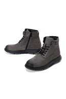 Men's Gray Nubuck Leather Zippered Casual Boots | Derimod