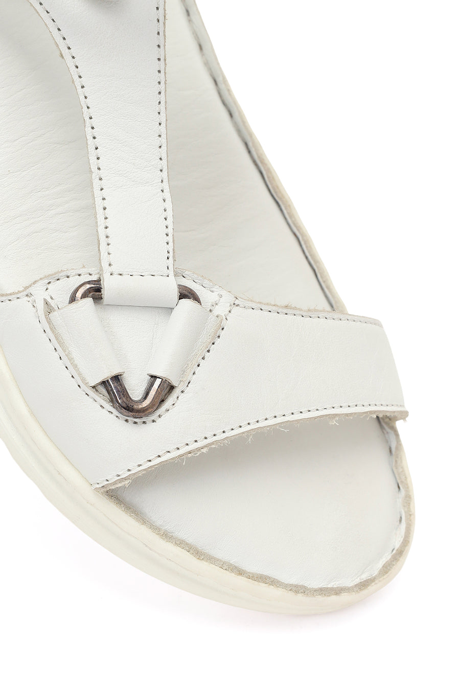 Women's White Leather Comfort Sandals