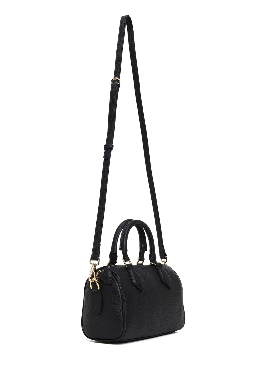 Woman Black Long-Strap Leather Shoulder Bag