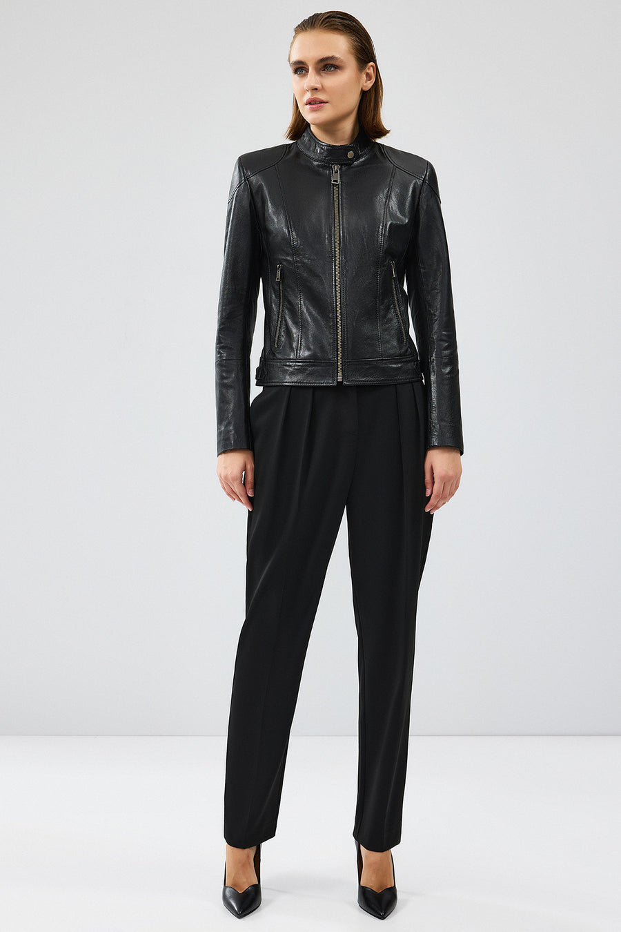 Prima Women's Black Short Leather Jacket