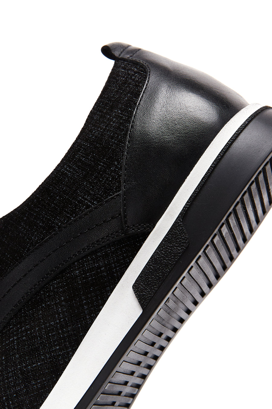 Men's Black Leather Patterned Casual Shoes