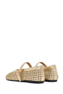 Woman Gold Metallic Ballet Flats | Derimod