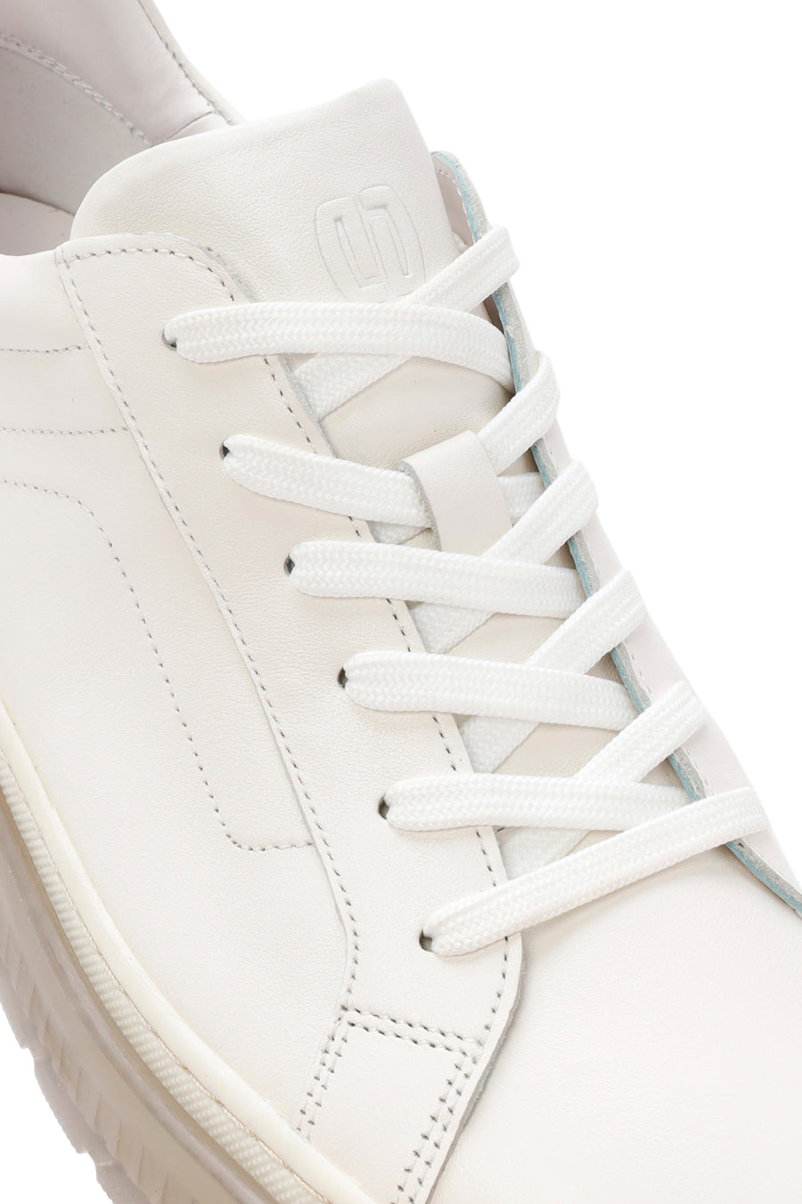 Men's White Lace-up Leather Sneaker