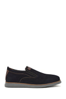 Men's Navy Blue Nubuck Leather Casual Loafer | Derimod