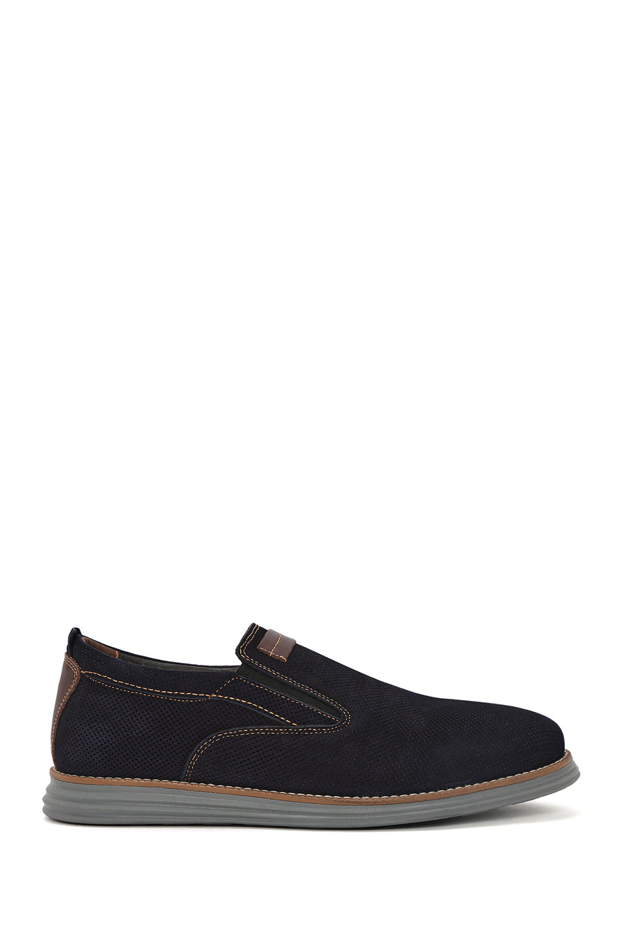 Men's Navy Blue Nubuck Leather Casual Loafer 25SFD7104V3 | Derimod
