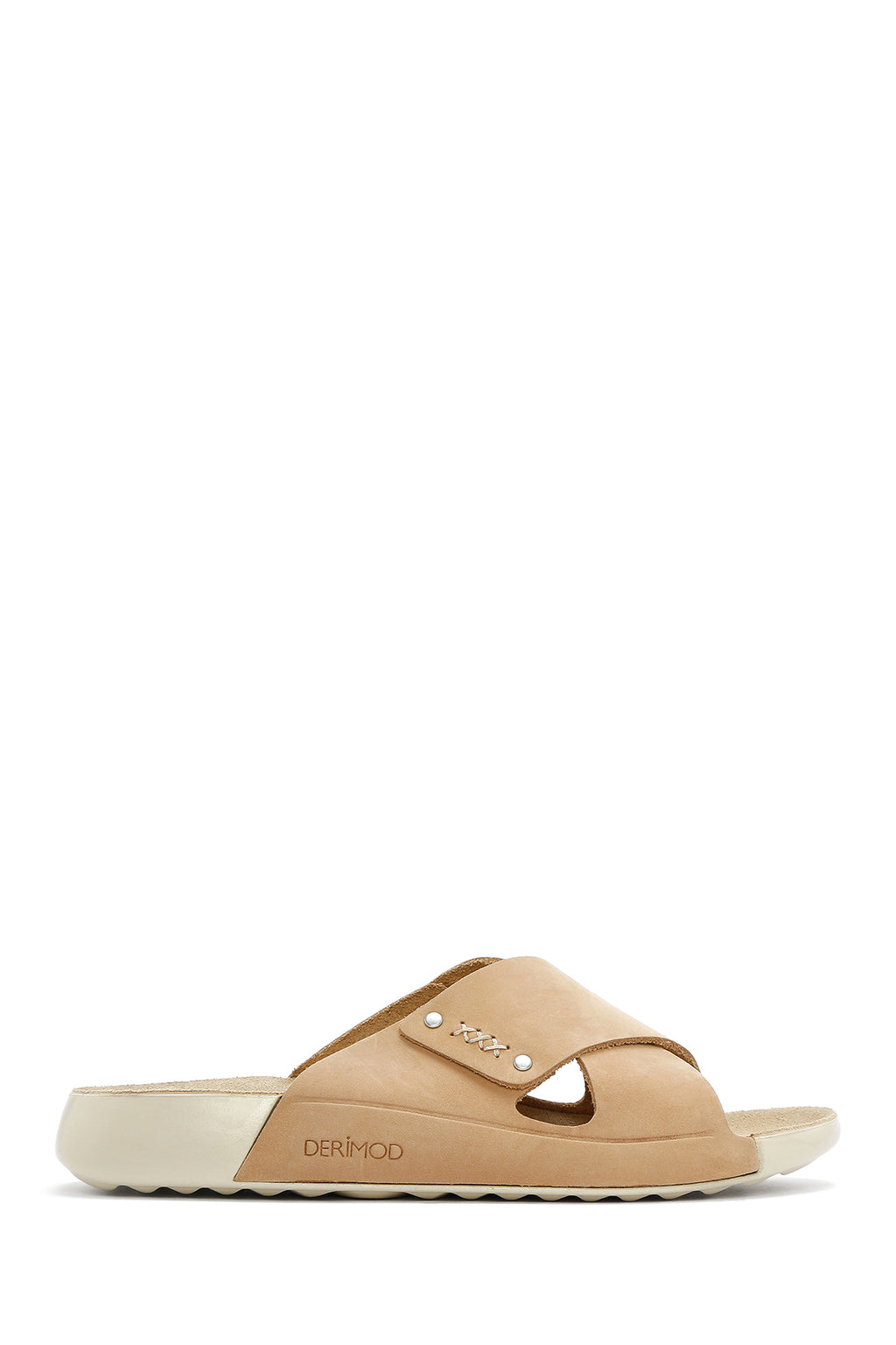 Kadın Bej Nubuk Deri Comfort Terlik