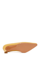 Woman Yellow Thick-Heeled Leather Stiletto | Derimod