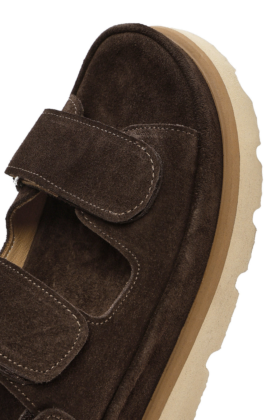 Women's Brown Double Strap Suede Leather Sandals