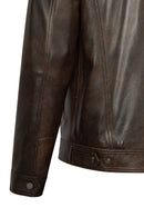 Curry Male Bronze Leather Jacket | Derimod