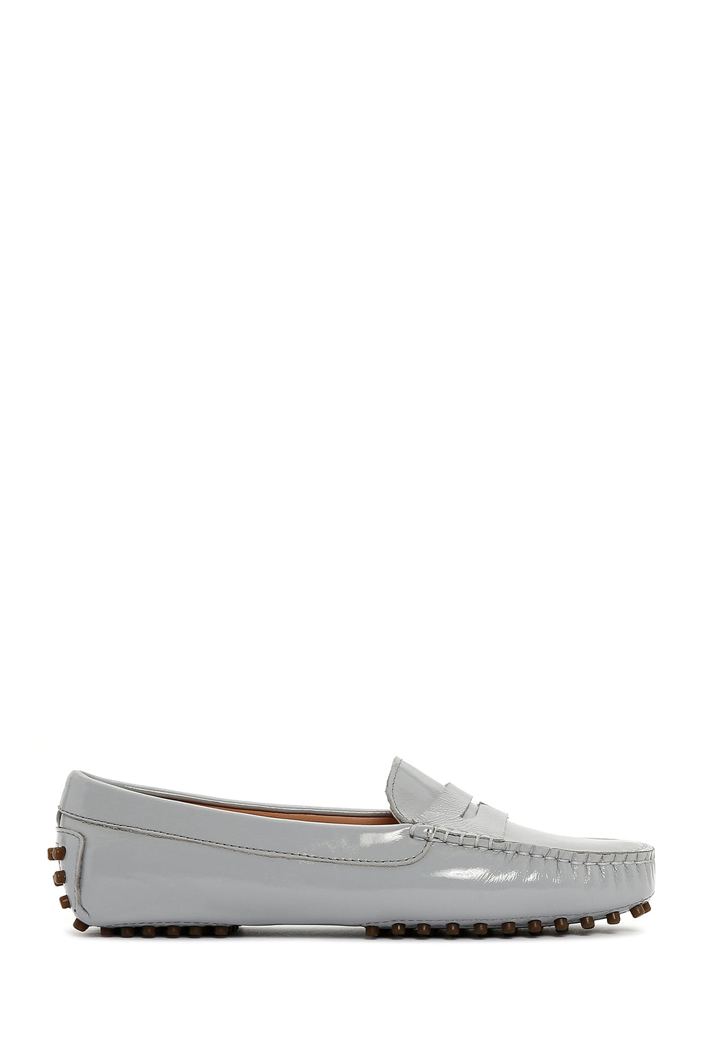 Kadın Gri Rugan Deri Klasik Loafer