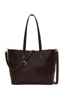 Woman Brown Long-Strap Braided Shoulder Bag | Derimod