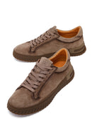 Erkek Vizon Bağcıklı Süet Deri Casual Sneaker | Derimod